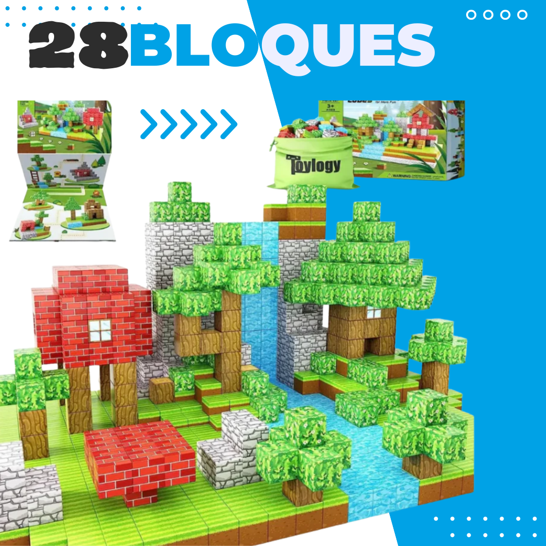 MineBlocks™ | Caja de 28 Bloques Magnéticos Premium